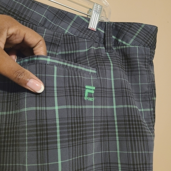 Fila Sport |  Men's Black and Gray Plaid Athleisure Golf Shorts (Waist Size 40) - Picture 9 of 11